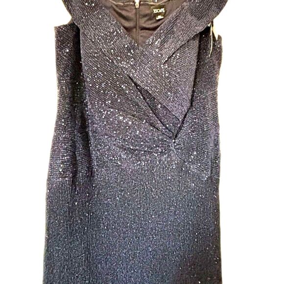 Xscape Women's Sequined Floor-Length Dress in Navy, Size 18W-NWT - Picture 5 of 10